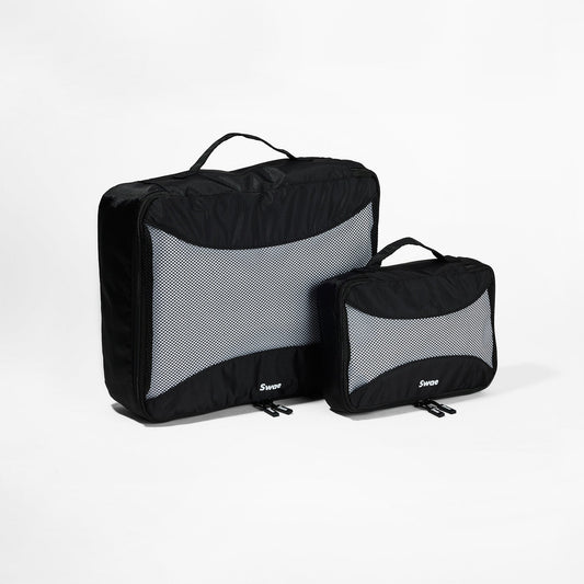 Swae packing cube set – a combination of small and large packing cubes, designed for efficient travel organisation and space-saving packing.
