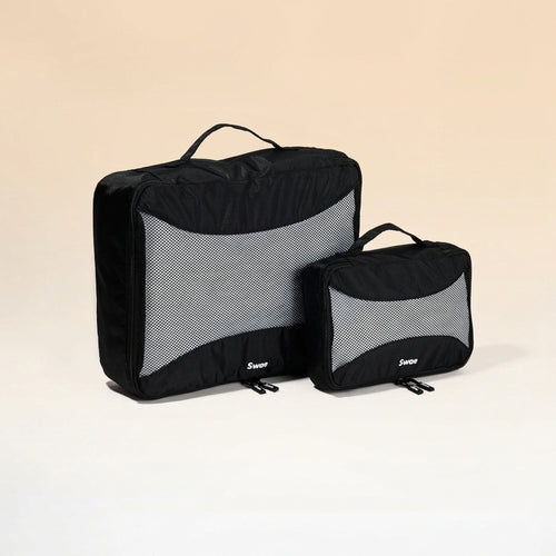 Swae packing cube set – a combination of small and large packing cubes, designed for efficient travel organisation and space-saving packing.