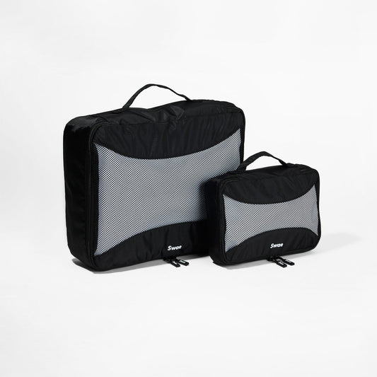 Swae packing cube set – a combination of small and large packing cubes, designed for efficient travel organisation and space-saving packing.